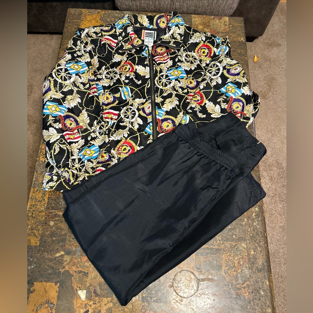 EVR Rousso Apparel Zip Up Bomber Jacket & Pants 100% Silk Women's Large